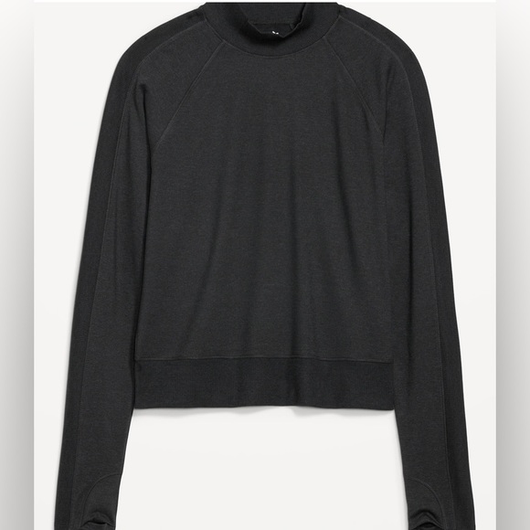 NWT Old Navy Active Cozecore workout top, heathered black, Sz. L - Picture 4 of 10